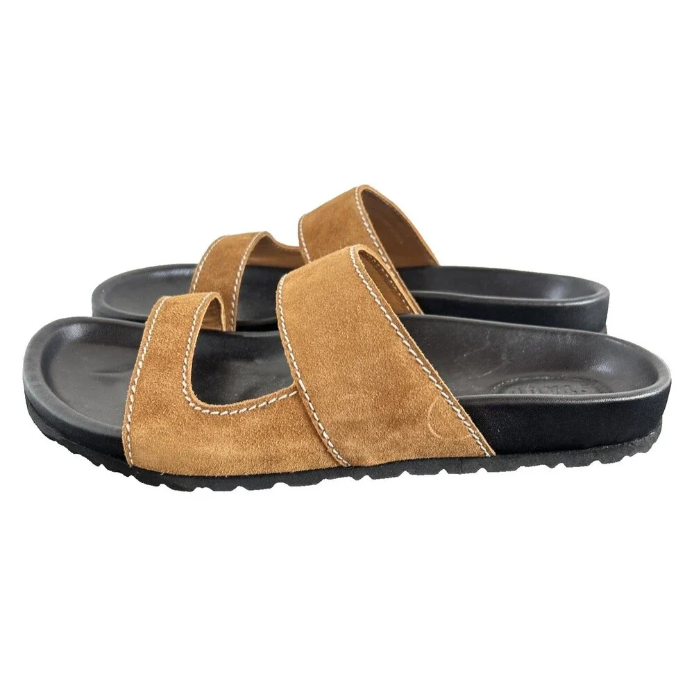 STAUD Cyprus Suede Slides Tan Color Sandals MSRP $295 New Size 42/ US 12